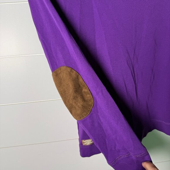 Lauren Ralph Lauren Women's Long Sleeve Shirt Faux Suede Elbow Patches -M-Purple - Picture 5 of 9